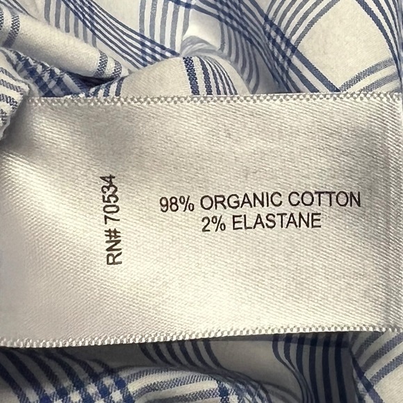Orvis Shirt Large Blue White Gingham Button-Up Stretch Modern Classic Plaid Men - Picture 8 of 11